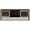 Mueble De Tv Madera Maciza De Mango Y Hierro 110x30x40 Cm Vidaxl