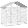 Perrera Exterior Con Toldo Acero Galvanizado Plata 3x1,5x2,5 M Vidaxl