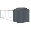 Gallinero Con Corral Acero Galvanizado Gris 117x405x123 Cm Vidaxl