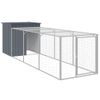 Gallinero Con Corral Acero Galvanizado Gris 110x405x110 Cm Vidaxl