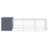 Gallinero Con Corral Acero Galvanizado Gris 110x405x110 Cm Vidaxl