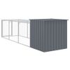 Gallinero Con Corral Acero Galvanizado Gris 110x405x110 Cm Vidaxl