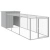 Gallinero Con Corral Acero Galvanizado Gris Claro 110x405x110cm Vidaxl