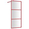 Mampara Puerta De Ducha Vidrio Transparente Esg Rojo 90x195 Cm Vidaxl