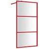 Mampara Puerta De Ducha Vidrio Transparente Esg Rojo 100x195 Cm Vidaxl