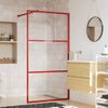 Mampara Puerta De Ducha Vidrio Transparente Esg Rojo 100x195 Cm Vidaxl