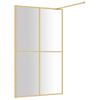 Mampara Puerta Ducha Vidrio Transparente Esg Dorado 118x195 Cm Vidaxl