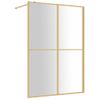 Mampara Puerta Ducha Vidrio Transparente Esg Dorado 140x195 Cm Vidaxl