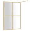 Mampara Puerta Ducha Vidrio Transparente Esg Dorado 140x195 Cm Vidaxl