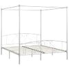 Estructura De Cama Con Dosel Metal Blanco 200x200 Cm