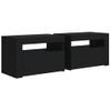 Mesitas De Noche Con Luces Led 2 Uds Negro 60x35x40 Cm