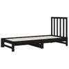 Sofá Cama Extraíble Madera Maciza De Pino Negro 2x(90x190) Cm