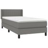 Cama Box Spring Con Colchón Tela Gris Oscuro 90x200 Cm