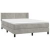 Cama Box Spring Con Colchón Terciopelo Gris Claro 140x190 Cm