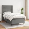 Cama Box Spring Con Colchón Tela Gris Oscuro 90x190 Cm