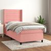 Cama Box Spring Con Colchón Terciopelo Rosa 100x200 Cm