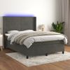 Cama Box Spring Colchón Y Led Terciopelo Gris Oscuro 140x190 Cm