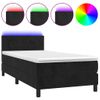 Cama Box Spring Colchón Y Led Terciopelo Negro 90x190 Cm