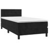 Cama Box Spring Colchón Y Led Terciopelo Negro 90x190 Cm