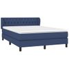 Cama Box Spring Con Colchón Tela Azul 140x190 Cm