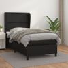 Cama Box Spring Con Colchón Cuero Sintético Negro 90x190 Cm