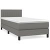 Cama Box Spring Con Colchón Tela Gris Oscuro 90x200 Cm