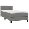 Cama Box Spring Con Colchón Tela Gris Oscuro 90x200 Cm