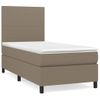 Cama Box Spring Con Colchón Tela Gris Taupe 90x200 Cm