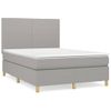 Cama Box Spring Con Colchón Tela Gris Claro 140x190 Cm