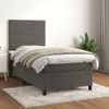 Cama Box Spring Con Colchón Terciopelo Gris Oscuro 90x190 Cm