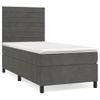 Cama Box Spring Con Colchón Terciopelo Gris Oscuro 90x190 Cm