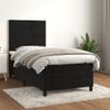 Cama Box Spring Con Colchón Terciopelo Negro 90x200 Cm