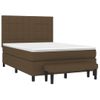 Cama Box Spring Con Colchón Tela Marrón Oscuro 140x190 Cm