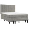 Cama Box Spring Con Colchón Terciopelo Gris Claro 140x200 Cm