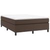 Cama Box Spring Con Colchón Cuero Sintético Marrón 140x190 Cm