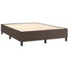 Cama Box Spring Con Colchón Cuero Sintético Marrón 140x190 Cm