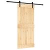 Puerta Corredera Con Herrajes Madera Maciza De Pino 90x210 Cm Vidaxl