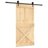 Puerta Corredera Con Herrajes Madera Maciza De Pino 100x210 Cm Vidaxl