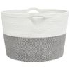 Cesta Para Ropa Sucia Algodón Gris Y Blanco Ø60x36 Cm Vidaxl