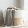 Cesta Para Ropa Sucia Algodón Beige Y Blanco Ø60x36 Cm Vidaxl