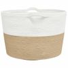 Cesta Para Ropa Sucia Algodón Beige Y Blanco Ø60x36 Cm Vidaxl