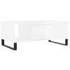 Mesa De Centro Madera Contrachapada Blanco Brillo 90x50x36,5 Cm Vidaxl