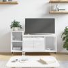 Mueble De Tv Madera Contrachapada Blanco Brillo 100x35x55 Cm Vidaxl