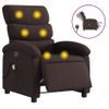 Sillón Reclinable De Masaje Eléctrico Tela Marrón Oscuro Vidaxl