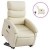 Sillón Reclinable Elevable Eléctrico De Cuero Sintético Crema Vidaxl