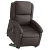 Sillón Reclinable Masaje Elevable Cuero Auténtico Marrón Oscuro Vidaxl