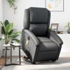 Sillón De Masaje Elevable Eléctrico Cuero Auténtico Negro Vidaxl