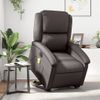 Sillón Masaje Eléctrico Elevable Cuero Auténtico Marrón Oscuro Vidaxl