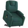 Sillón Masaje Eléctrico Reclinable Elevable Tela Verde Oscuro Vidaxl