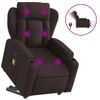 Sillón Masaje Eléctrico Reclinable Elevable Tela Marrón Oscuro Vidaxl